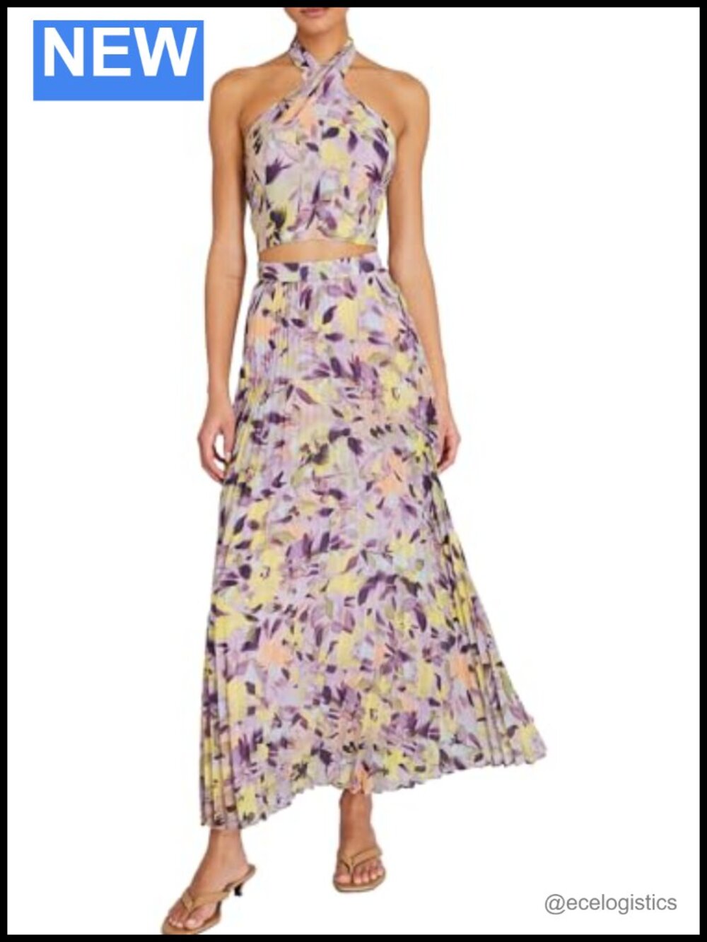 Recycled Polyester Printed Paneled Maxi Skirt